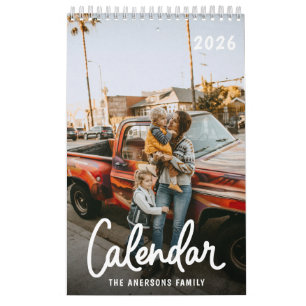 Moderno Calendario Mensual de Fotos de Familia con
