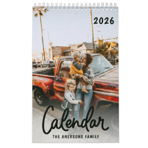 Moderno Calendario Mensual de Fotos de Familia con
