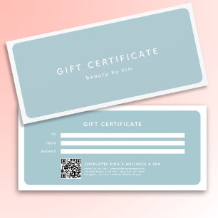Moderno certificado de regalo de código QR de Salo