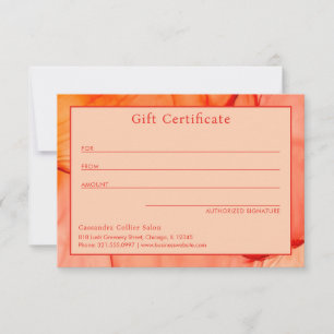 Moderno certificado de regalo elegante de Naranja