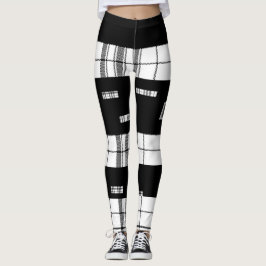  Moderno Chic Leggings de Cuadro Negro y Blanco