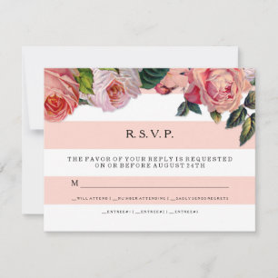 MODERNO Chic Rayas Anchas con Rosas, RSVP de Boda