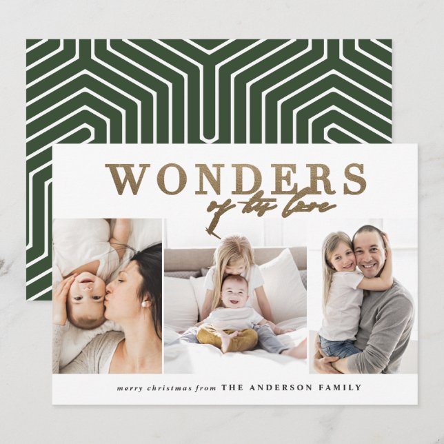 Moderno chic religioso dorado multi foto navidad (Anverso / Reverso)