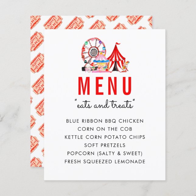 Moderno Circo de Carnaval Mostrar Menú Fiesta de C (Anverso / Reverso)