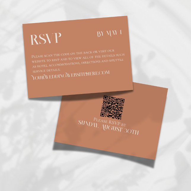 Moderno código QR y RSVP de boda clásico de terrac (Make it easy for your guests to RSVP for your big day with this Modern Navy Classic Wedding RSVP!)