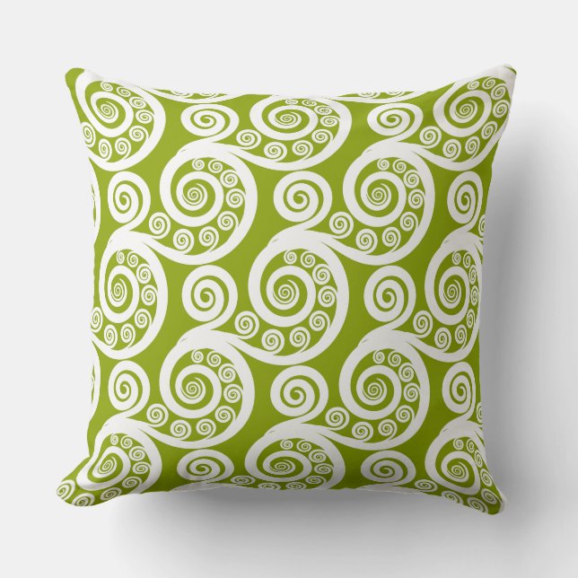 Moderno Cojín decorativo Verde y Blanco Fern Frond (Anverso)
