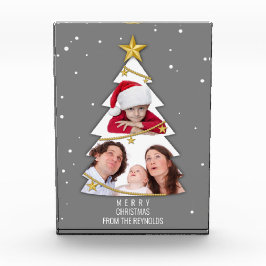 Moderno Collage de fotos de arbol navideño gris