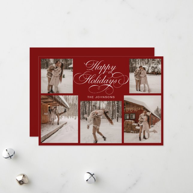 Moderno Collage De Fotos De Navidad Elegante (Anverso/Reverso In Situ)