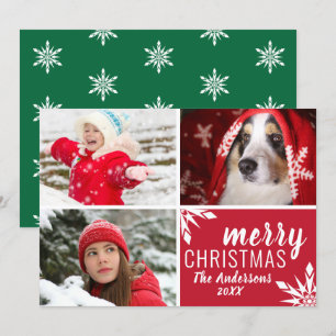 Moderno Collage de fotos de Navidad Rojo y Verde F