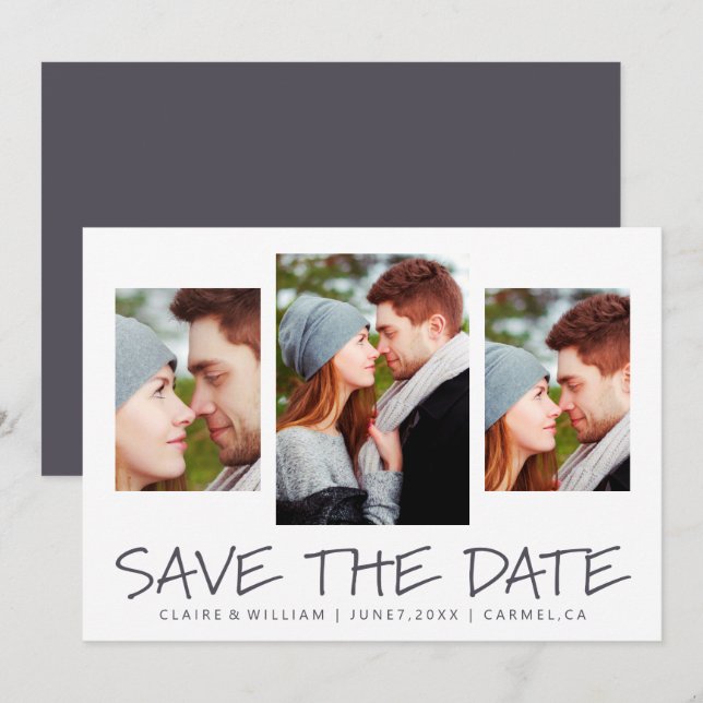 Moderno Collage de fotos simple Guardar la tarjeta (Anverso / Reverso)