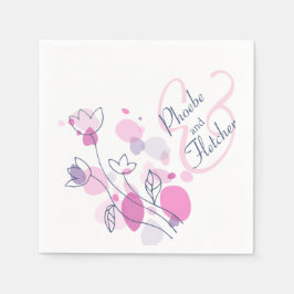 Moderno confetti flor nombre fecha boda servilleta