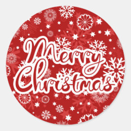 Moderno copo de nieve rojo Feliz Pegatina navideño