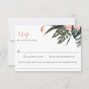 Moderno Coral Tropics Boda Alimentos Alergia RSVP