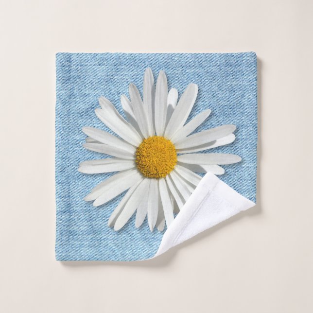 Moderno Daisy Real sobre Denim Lavado Pálido - Hip (Toallita)