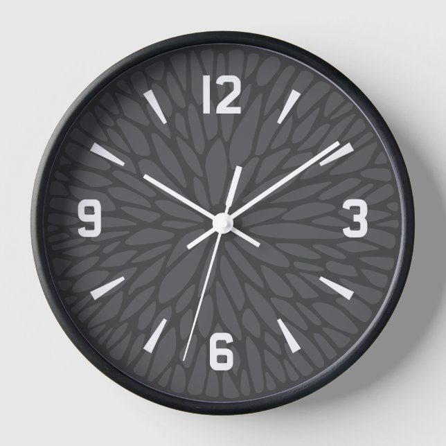 Moderno ⏰ de reloj de patrón geométrico floral gri (Anverso)