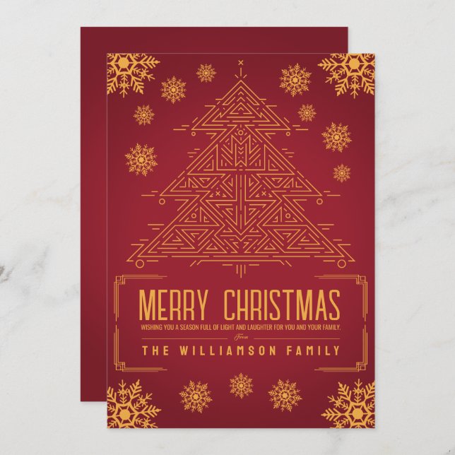 Moderno Deco Árbol de Navidad Snowflakes Naranja R (Anverso / Reverso)