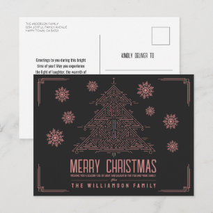 Moderno Deco Árbol de Navidad Snowflakes Pink Blac