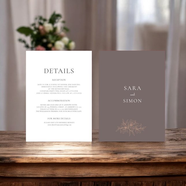Moderno detalle rústico boda Tarjeta plana (modern rustic earth tones wedding details card )