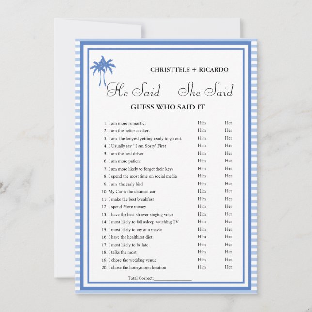 Moderno Dijo que ella dijo que la tarjeta de juego (Anverso)