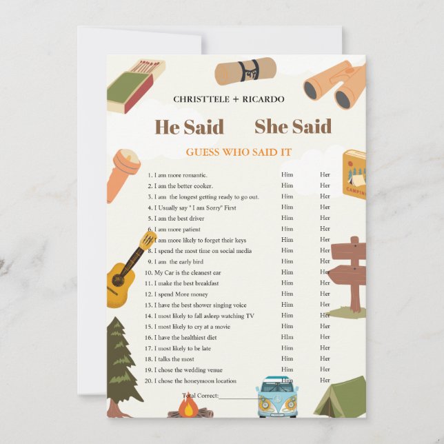 Moderno Dijo que ella dijo que la tarjeta de juego (Anverso)