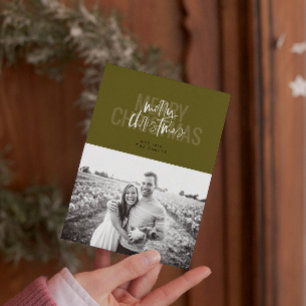 Moderno Doble Feliz Navidad Vertical Evergreen