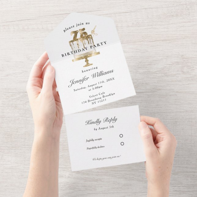 Moderno, elegante 75. Todo en una sola invitación (desgarro)