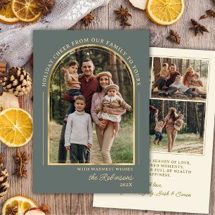 Moderno Elegante Arco Dorado Foto Navidad Feliz 