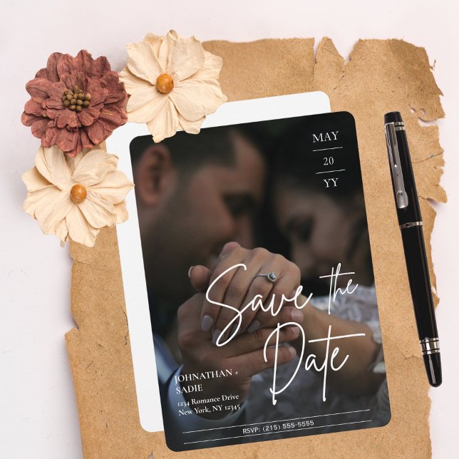 Moderno Elegante Foto Boda Guardar la Fecha (Subido por el creador)