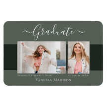 Moderno | Elegante imán de Invitación de 2 fotogra