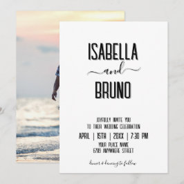 Moderno, elegante invitación de boda con foto pers