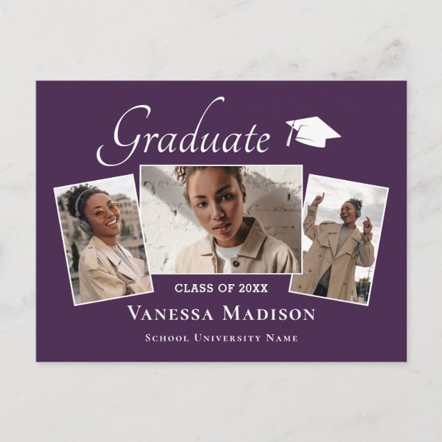 Moderno | Elegante Invitación de graduación fotogr (Anverso)