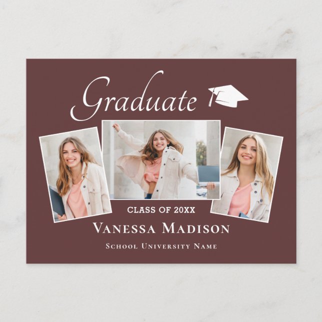 Moderno | Elegante Invitación de graduación fotogr (Anverso)