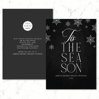 Moderno Elegante Tarjeta Negra de Navidad Negocios