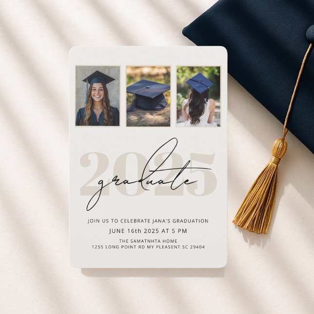 Moderno Elegante Tres Invitación De Graduación De  (Subido por el creador)