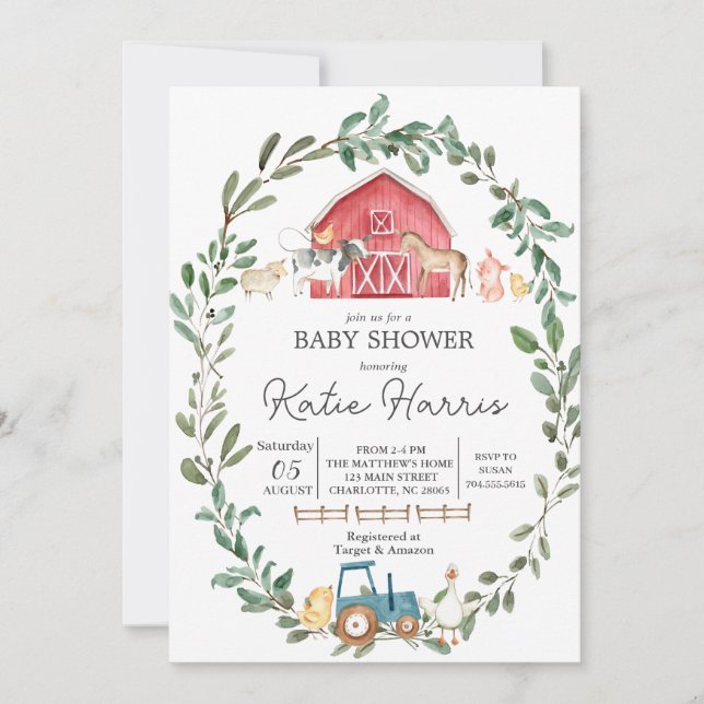 Moderno en la invitación de Baby Shower de la gran (Anverso)