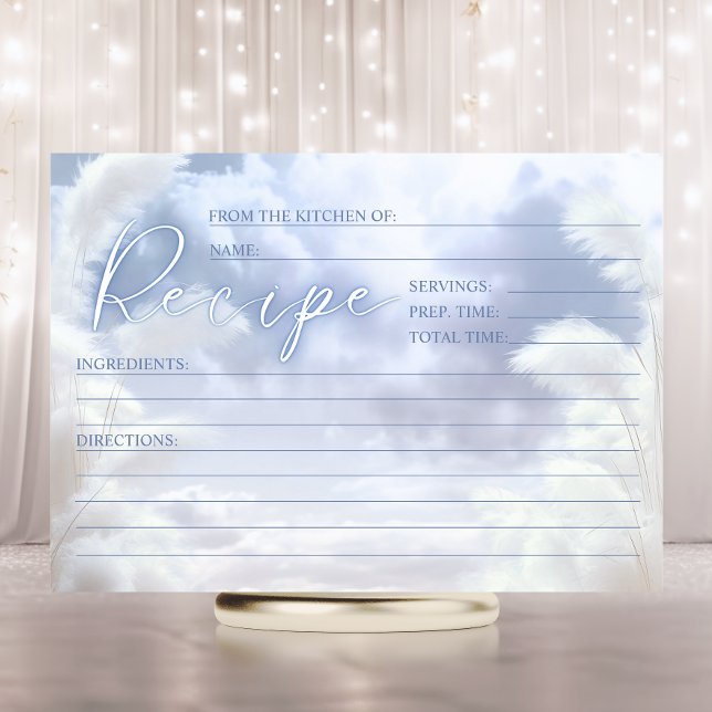 Moderno En Nueve Nueve Nubes Nueve Tarjetas De REC (Modern On Cloud Nine 9 Bridal Shower RECIPE CARDS)