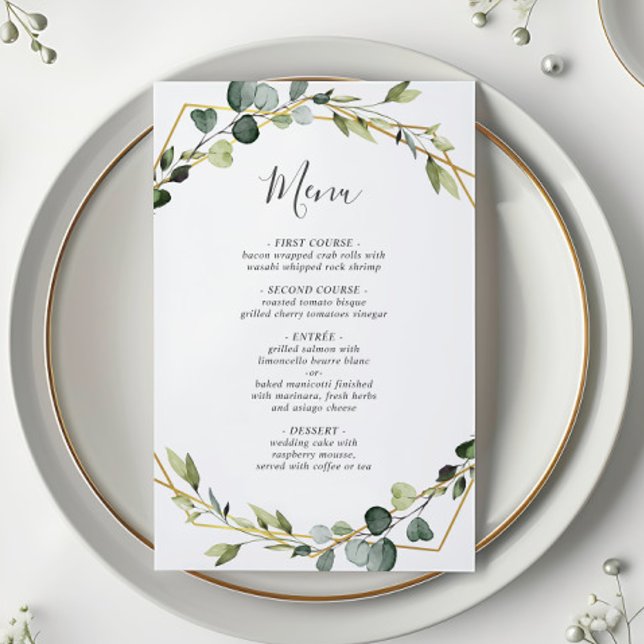 Moderno Eucalyptus Wreath Boda Boho Cena Menú (Subido por el creador)