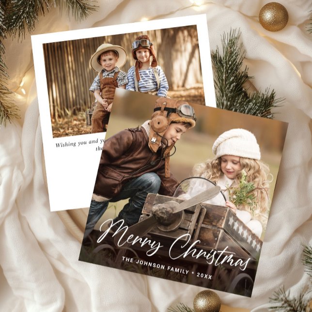 Moderno Feliz Navidad 2 Fotos Saludo Simple (Subido por el creador)