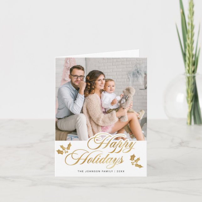 Moderno Feliz Navidad 3 Fotos Saludo (Anverso)