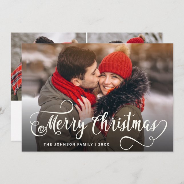 Moderno Feliz Navidad 3 Fotos Saludo (Anverso / Reverso)