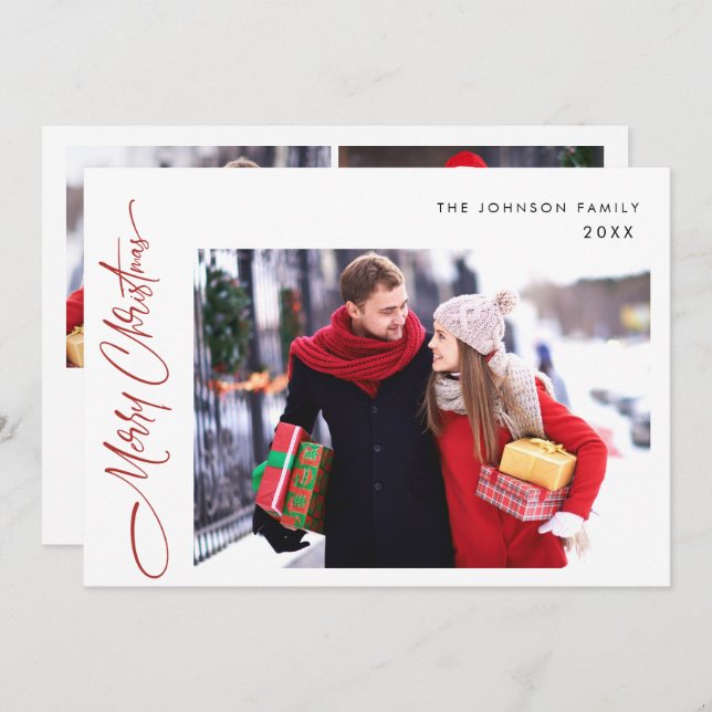 Moderno Feliz Navidad 3 Fotos Saludo (Anverso / Reverso)