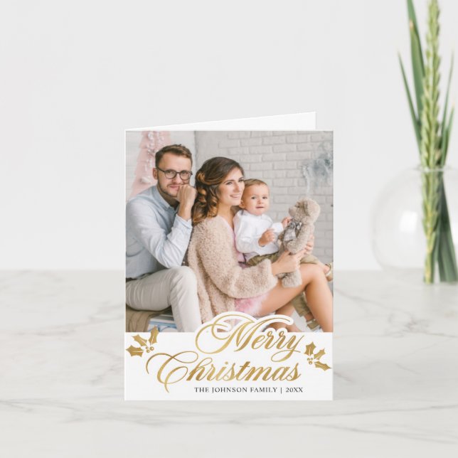 Moderno Feliz Navidad 3 Fotos Saludo (Anverso)