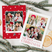 Moderno Feliz Navidad Rojo Collage de 7 Fotos