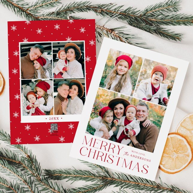 Moderno Feliz Navidad Rojo Collage de 7 Fotos (Subido por el creador)