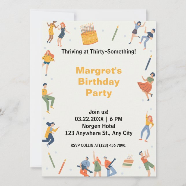 Moderno fiesta de cumpleaños lindo (Anverso)