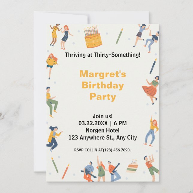 Moderno fiesta de cumpleaños lindo (Anverso)