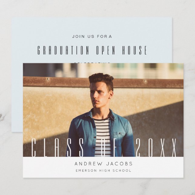 Moderno Fiesta de Invitación de graduación de foto (Anverso / Reverso)