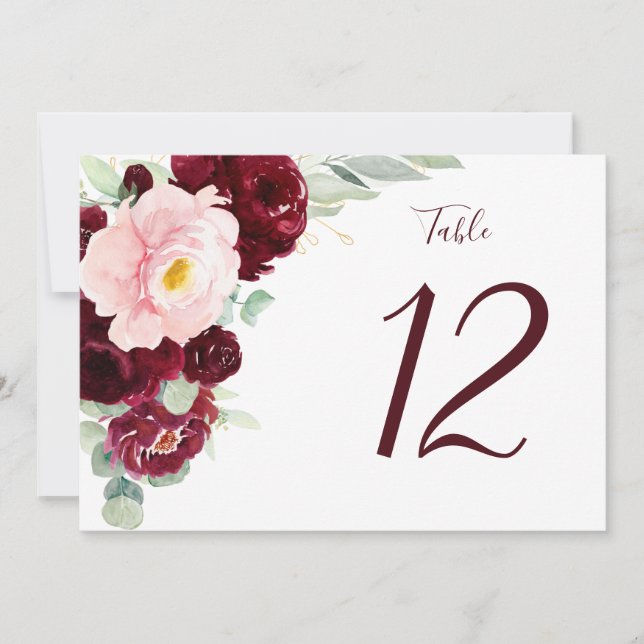 Moderno Floral Borgoña horizontal Boda grande (Anverso)