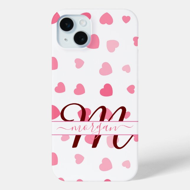 Moderno Funda de Monograma Personalizado de Corazó (Reverso )