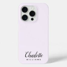 Moderno Funda Pastel Rosa Monograma iPhone 15 Pro